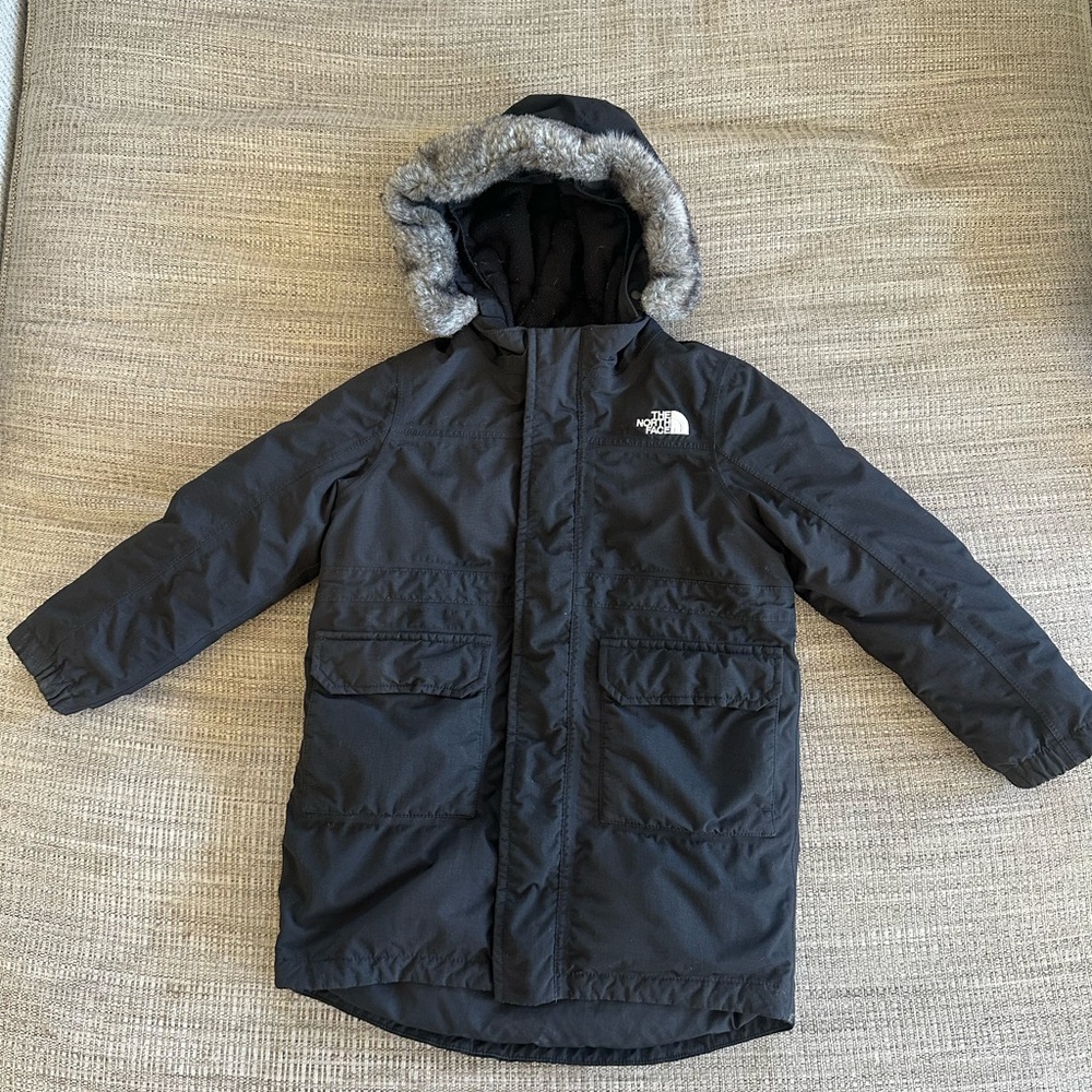 💯 Authentic The North Face Kids’ Arctic Parka Black Jacket Faux Fur Hood Size 5